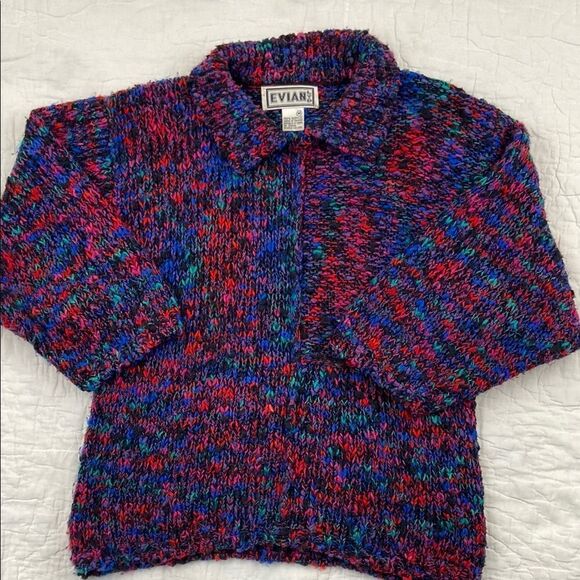 Vintage Evian Knit Multicolor Sweater size Medium - Picture 1 of 7